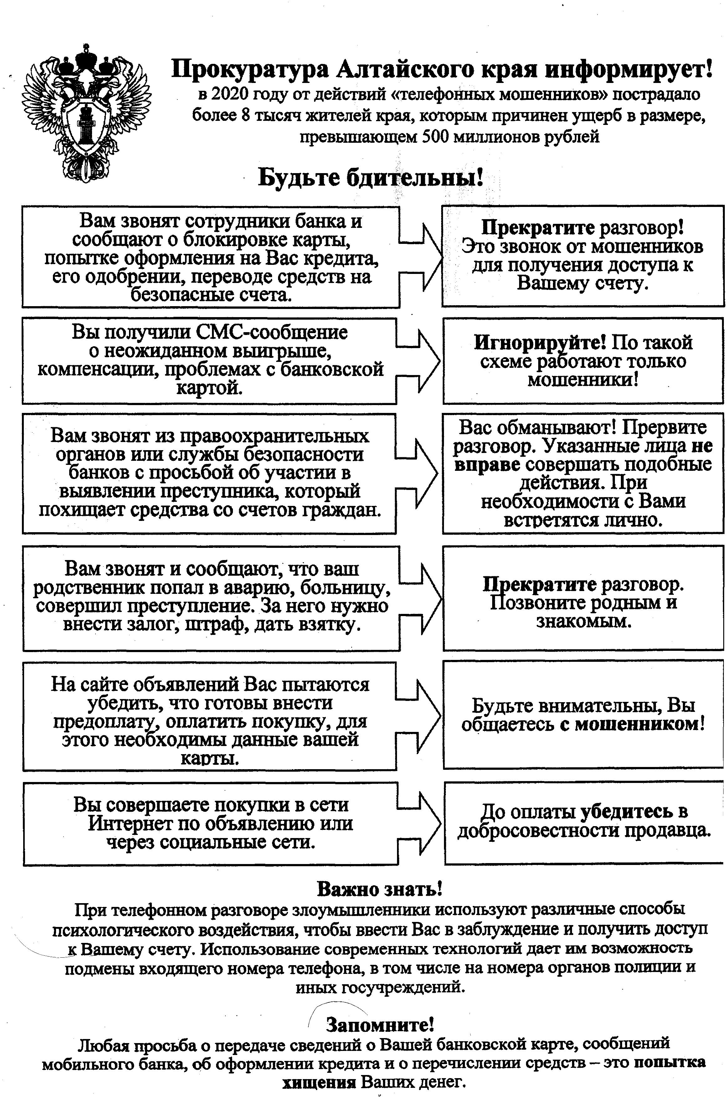 Прокуратура Алтайского края информирует