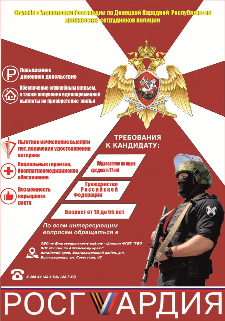 Служба в Управлении Росгвардии по Донецкой Народной Республике на должностях сотрудников полиции
